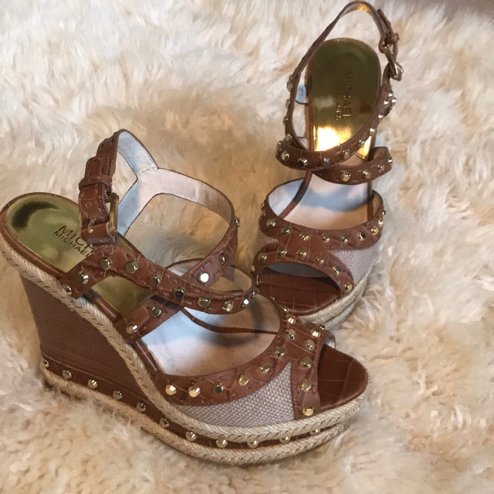 Michael Kors Studded Strappy Wedge size 7 1/2